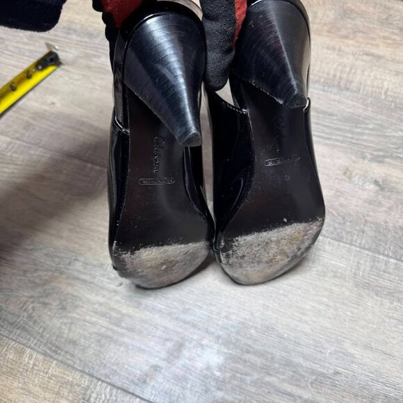 Cole Haan Black Patent Leather Slingback Peep Toe Heels Women's Size 7 - Picture 4 of 7